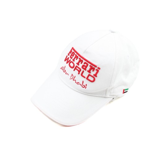 Ferrari Abu Dhabi Baseball Cap Embroidered Spell Out White Hat One Size