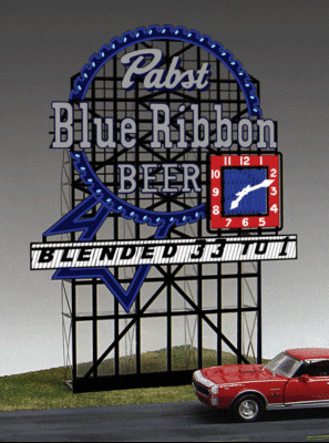 PABST BLUE RIBBON BEER ANIMATED BILLBOARD SIGN HO/O-SCALE BY MILLER ENGINEERING
