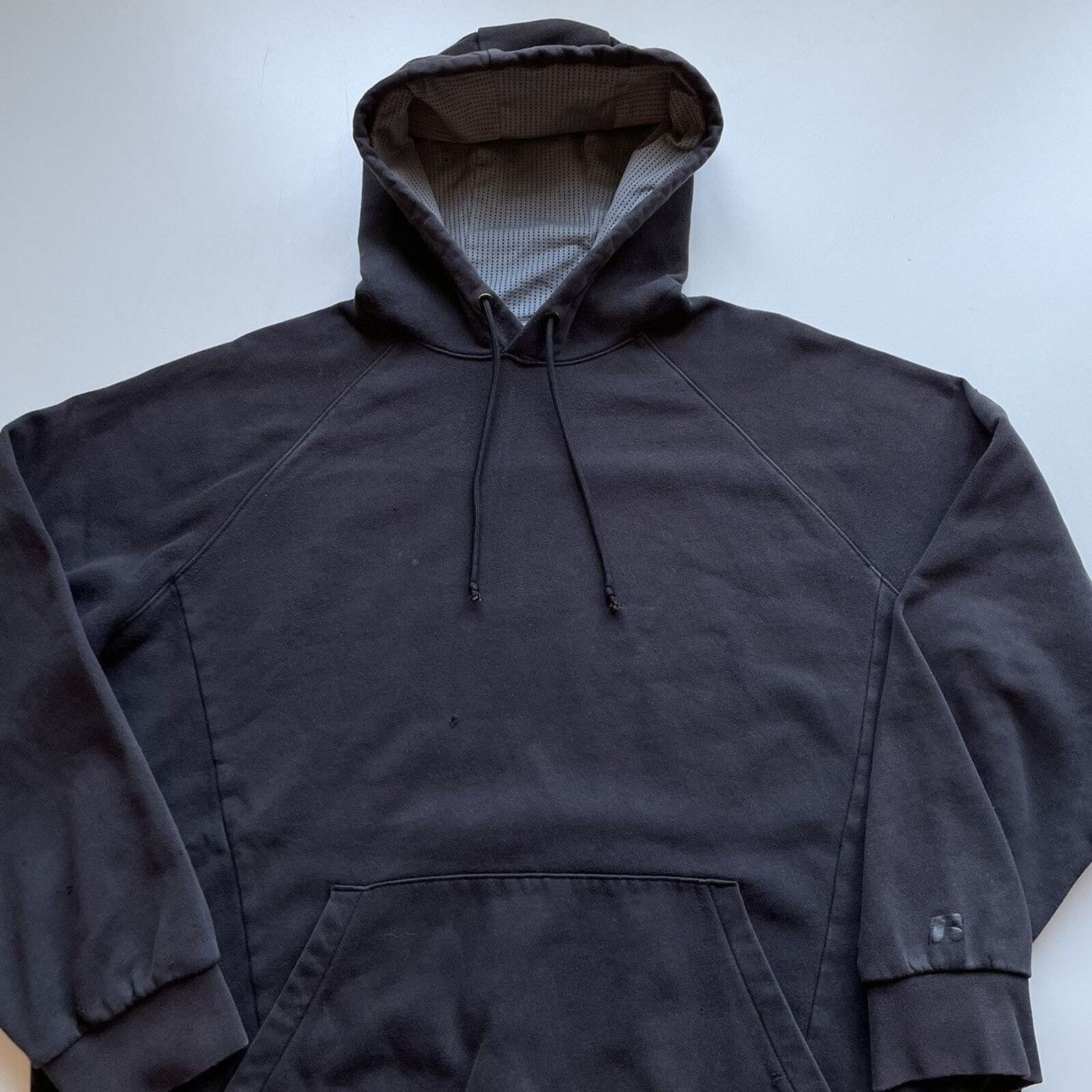 Vintage 2000s Russell Athletic Faded Black Basic Pullover Hoodie Men's XL Rare image 3