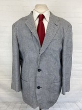 VINTAGE GAP Men's Black White Check Spring Summer Linen Blazer Large 198