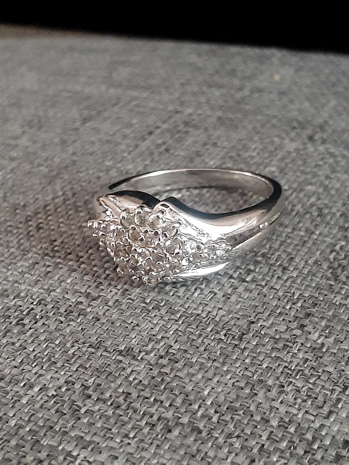 Vintage Rhinestone Silvertone Statement ring - image 2