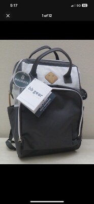 BB Gear Gray Unisex Mini Backpack Diaper Bag w/Adjustable Shoulder Straps