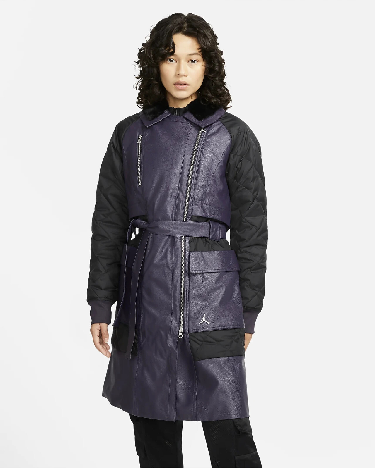 Jordan Faux Robe Nike Size 2XL $375 Air Jordan Luxury Faux Leather Parka Long Coat ...