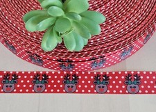 7/8" 1YD Christmas Reindeer Grosgrain Ribbon Polka Dot Antlers