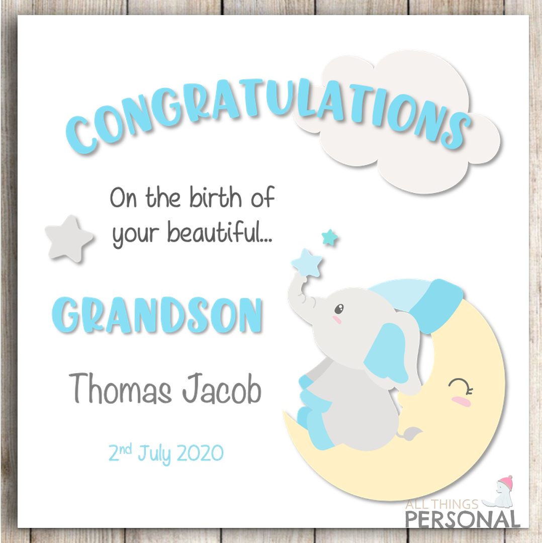 New Grandson Card Congratulations Grandparents It's a Baby Boy ...