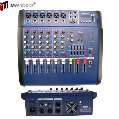 IMESHBEAN 1000W 6 Channel Professional Powered Mixer Power Mixing Amplifier Amp 16DSP USB