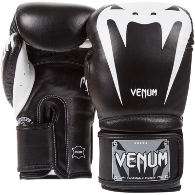Venum Giant 3.0 Nappa Leather Hook and Loop Boxing Gloves - Black/White