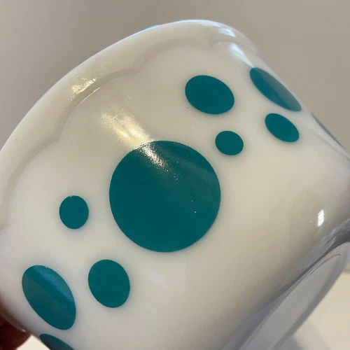Vintage Hazel Atlas Scalloped Edge Turquoise Blue Polka Dot Mixing Nesting Bowl