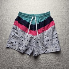 Chubbies Swim Trunks Mens Medium Multicolor Colorblock 5.5 Inseam Lined Splatter