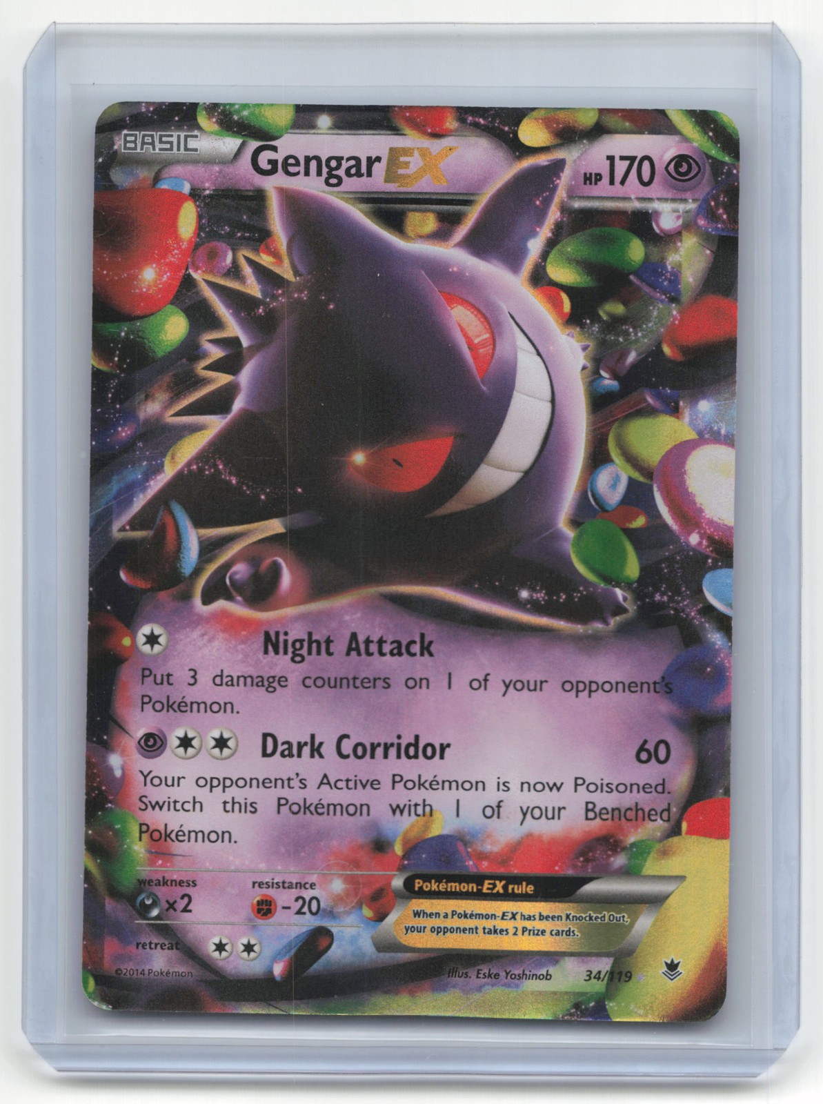 2014 Pokemon TCG Gengar Phantom Forces Holo 34/119 Rare Card