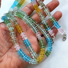 Rainbow Color Quartz Gems 8 mm German Cut Rondelle Beads Necklace 18 Inch