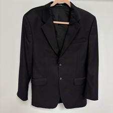 VTG Lauren Ralph Lauren Men  s Wool Coat Blazer 38R Navy Blue Union Made Canada