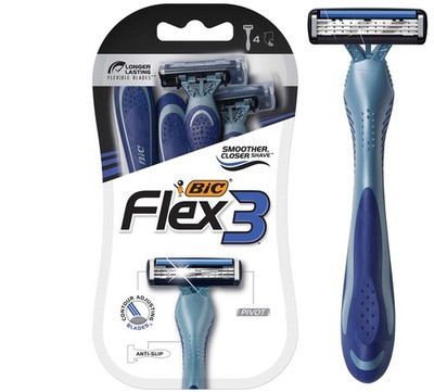 BIC Flex 3 Men s Disposable Razors With 3 Blades, 4 Count (Pack of 1), Navy 
