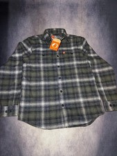 NWT American Outdoorsman flannel shirt in green, white, and black plaid