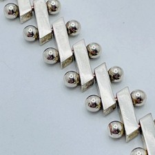 Vtg. Silver Modernist Ball & Bar Link Bracelet Sz. 7