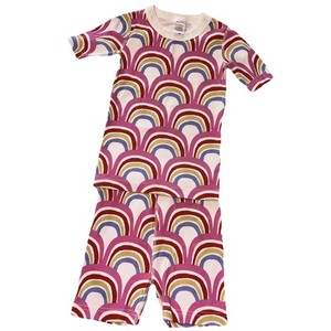 Hanna Andersson Pajama Set Youth 6/7 120 Pink Rainbow Organic Cotton 2pc Pjs