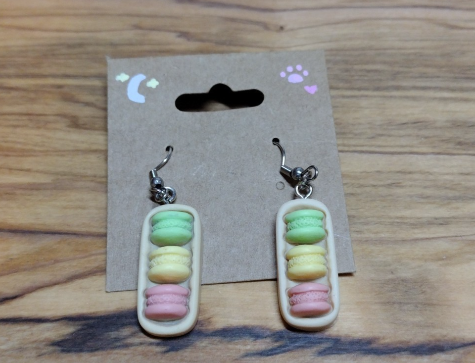 Sterling Silver Resin Multicolor Macaron Cute Kawaii Fun Dangle Earrings