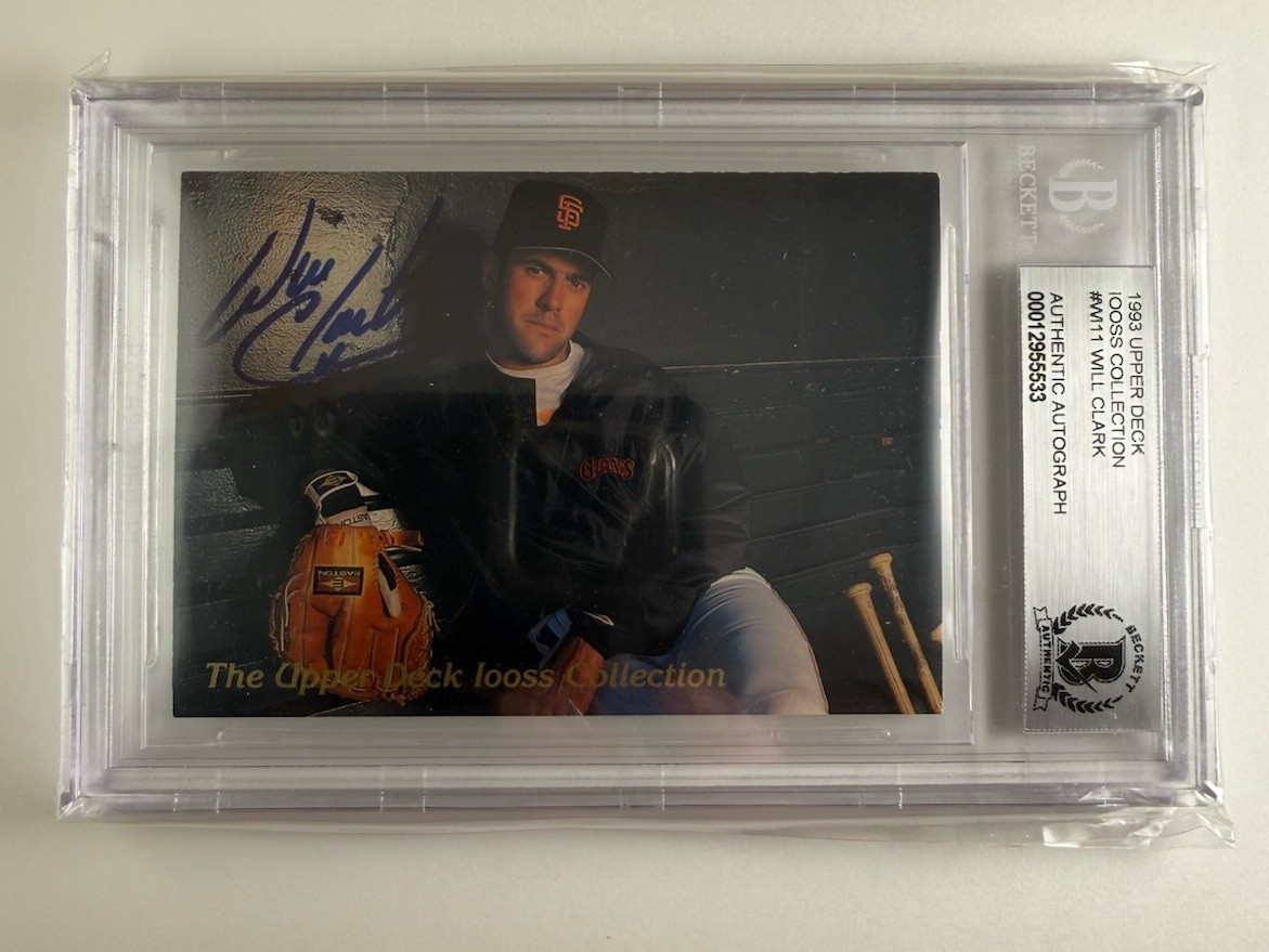1993 Upper Deck Iooss Collection #WI11 - Will Clark Card Signed Auto BAS Beckett