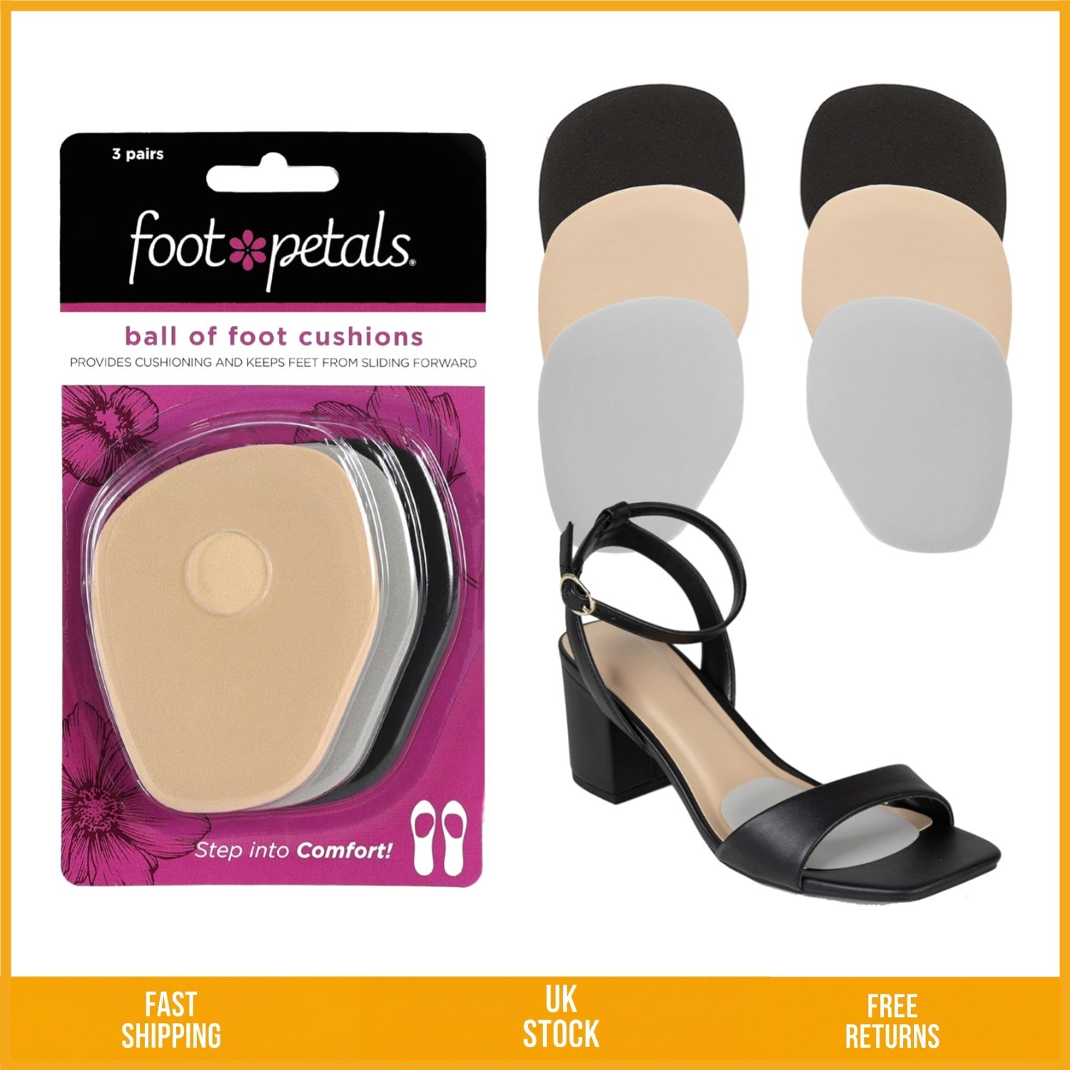 Soft Gel Metatarsal Pads Non-Slip Ball of Foot Cushions for Heels 1 Pair