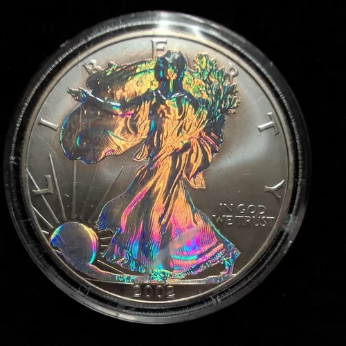 2002 Holographic American Silver Eagle 1 Troy Oz 0.999 Fine Silver