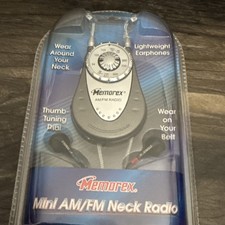 MEMOREX Mini AM/FM Neck or Belt Radio 870 Lightweight Earphones NEW