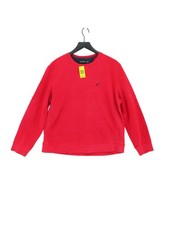 Nautica Men's Jumper L Red Cotton with Polyester Crew Neck Pullover