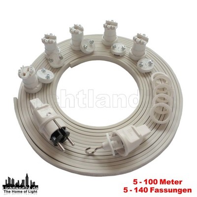 E27 Profi Bausatz Illu Lichterkette weiß 5 m - 100 m Weihnachten Party Garten