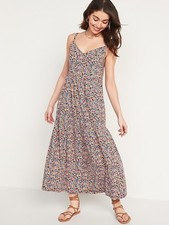 Old Navy Cami Maxi Swing Dress Women's Multicolor Floral Sleeveless - Large