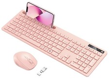Pink Rose Wireless Keyboard and Mouse for MacBook with USB-A  Type-C