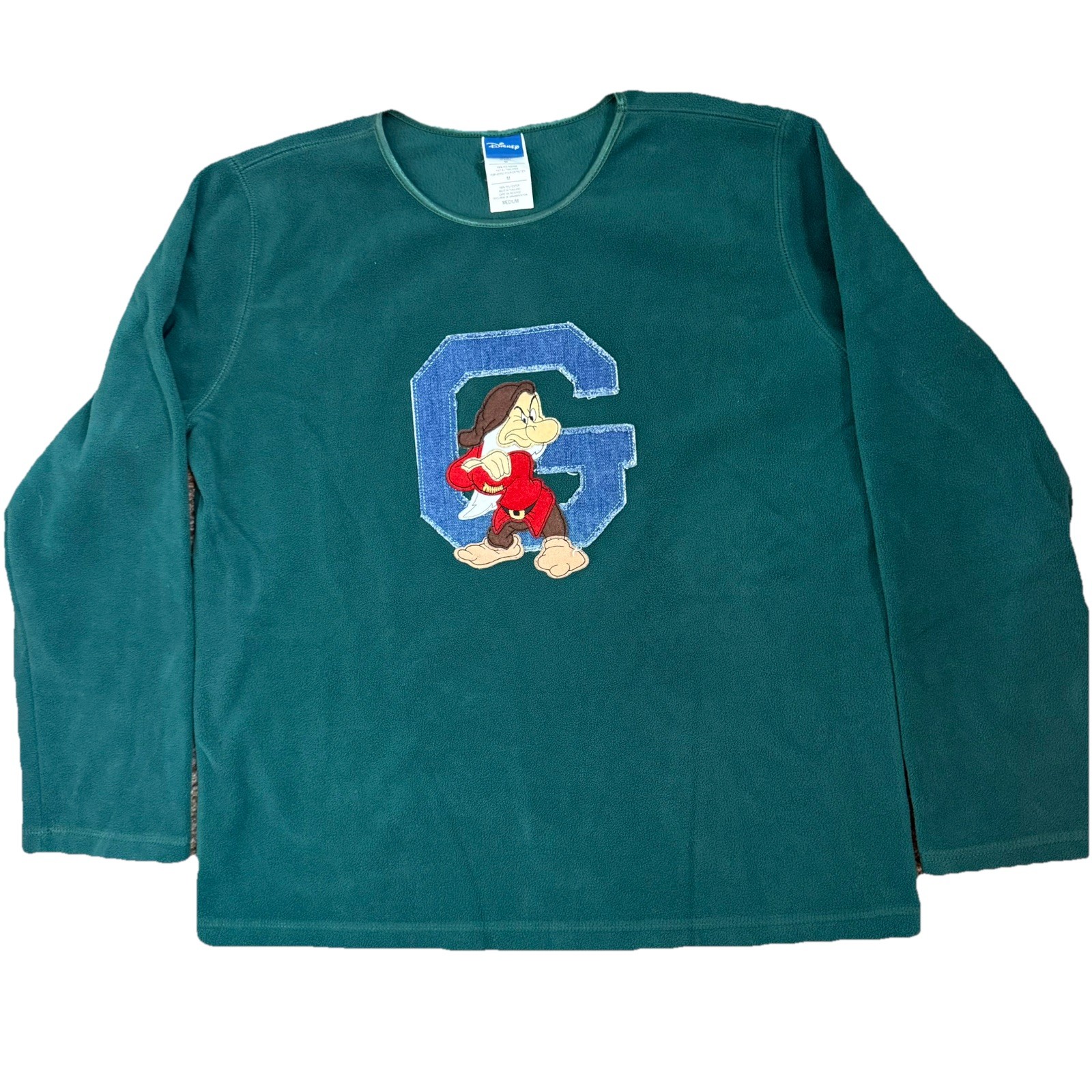 Vintage Y2K Disney Grumpy Patchwork Green Fleece … - image 1