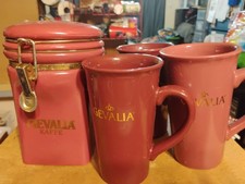 Gevalia Canister And 3 Gevalia Cups