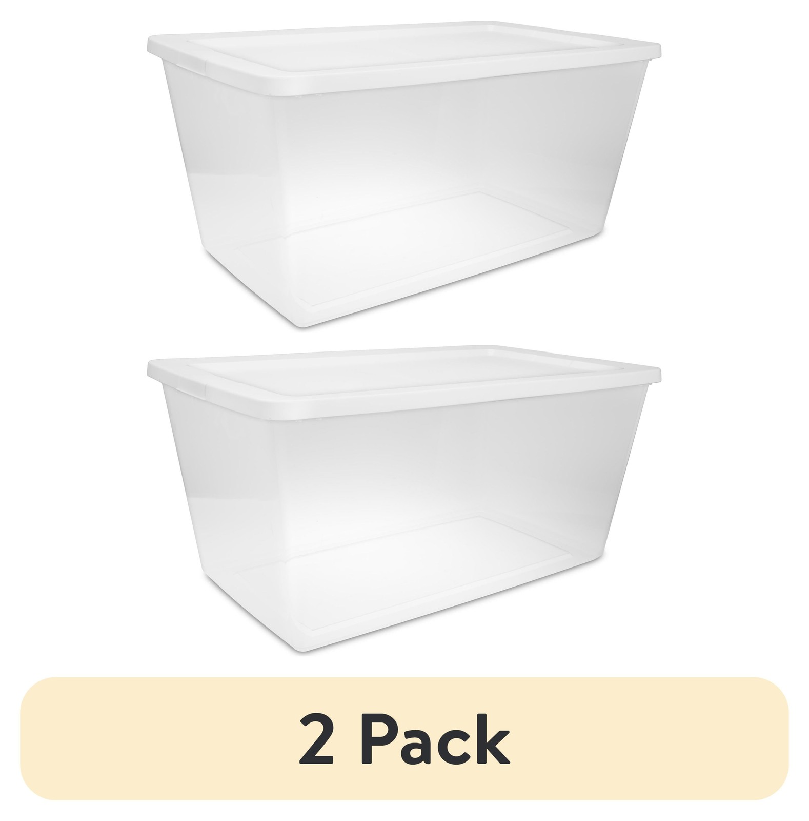 Sterilite 90 Quart Large Clear Storage Bin 2-Pack Plastic Container  