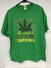 VTG Grow Marijuana T-SHIRT “Lets Grow A Kinder Carolina” Awesome Bright Green