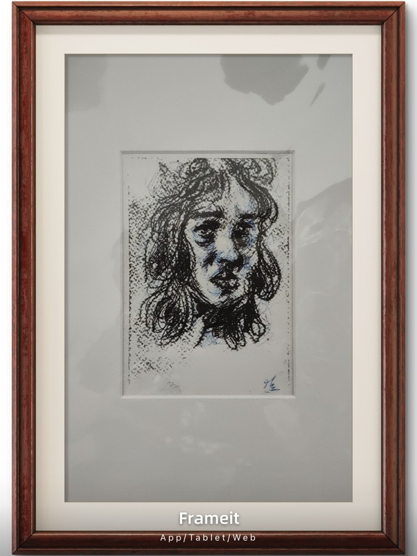 Original Handmade Ink Drawing Abstract Art on Paper Matted & Framed Signed