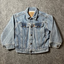 VTG 1992 Little Levi s Kids Denim Trucker Jacket Made in USA Orange Tab Sz 6 Reg