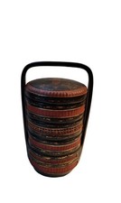 Japanese Jubako Bamboo Basket Chinese Asian Picnic Wedding 5 Tiered Vintage