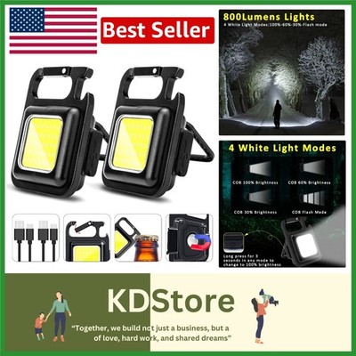 Versatile COB Flashlight 2-Pack with Magnet, Clip & Bottle Opener - 800 Lumens