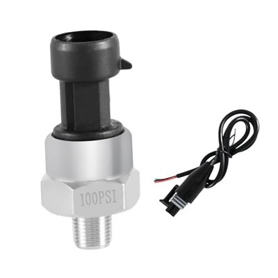 100 PSI Fuel Pressure Sensor, Oil Fuel Pressure Transducer Sender with 1/8''-27 