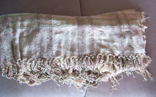 Blanket Throw Woven Knitted Pattern Muted Tones Browns Fringed Edges Farmhouse