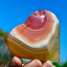 110G Natural Red Orange Sardonyx Agate Heart-shaped Crystal Gem Mineral