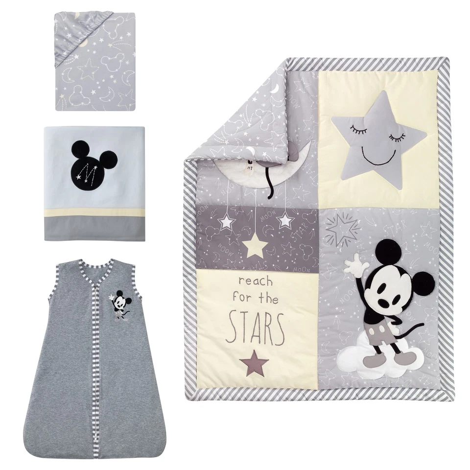 Disney Baby Mickey Mouse Gray/Yellow 4-Piece Crib Bedding Set by Lambs & Ivy - Image 2 of 4