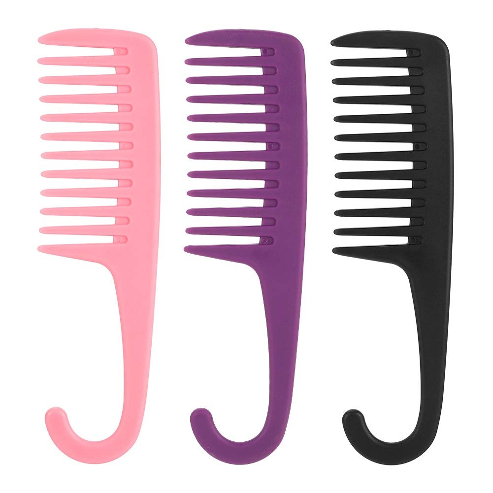 tiopeia 3 Pack Hair Comb Large Wide 3 Count (Pack of 1), Pink,Black,Purple
