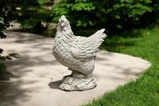 Concrete Chicken Statue 15” Heavy Garden Decor Outdoor Farmhouse Yard Sculpture