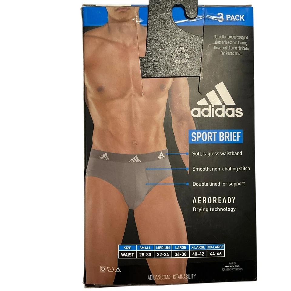 Paquete de 3 calzoncillos deportivos Adidas para hombre talla XXL negros rendimiento algodón Foto 2 de 4