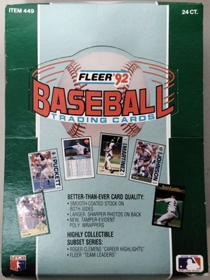 1992 Fleer Baseball Rack Pack Box - 24 Packs With 42 Cards Each Pack. 1008 Cards