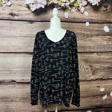 J.t.b. Women’s Black Floral Print Elegant Crinkle Flared Blouse Plus 3XL