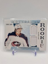 22-23 Artifacts Hockey Kent Johnson Rookie Relic /399 Blue Jackets Dual Patch