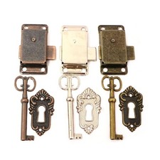 Vintage Iron Alloy Cabinet Door Lock Kit with Key Antique Drawer Wardrobe Lock e