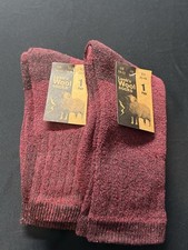 NWT Mens Lot of 2 Pairs Lambs Wool Blend Socks Size 10-13 Red Marled Thermal