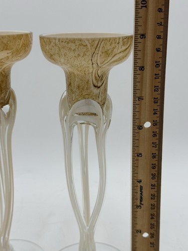 Jozefina Krosno mundgeblasen Kunstglas Kerzenhalter Stab Polen 9” & 10-1/4” - Bild 6 von 13